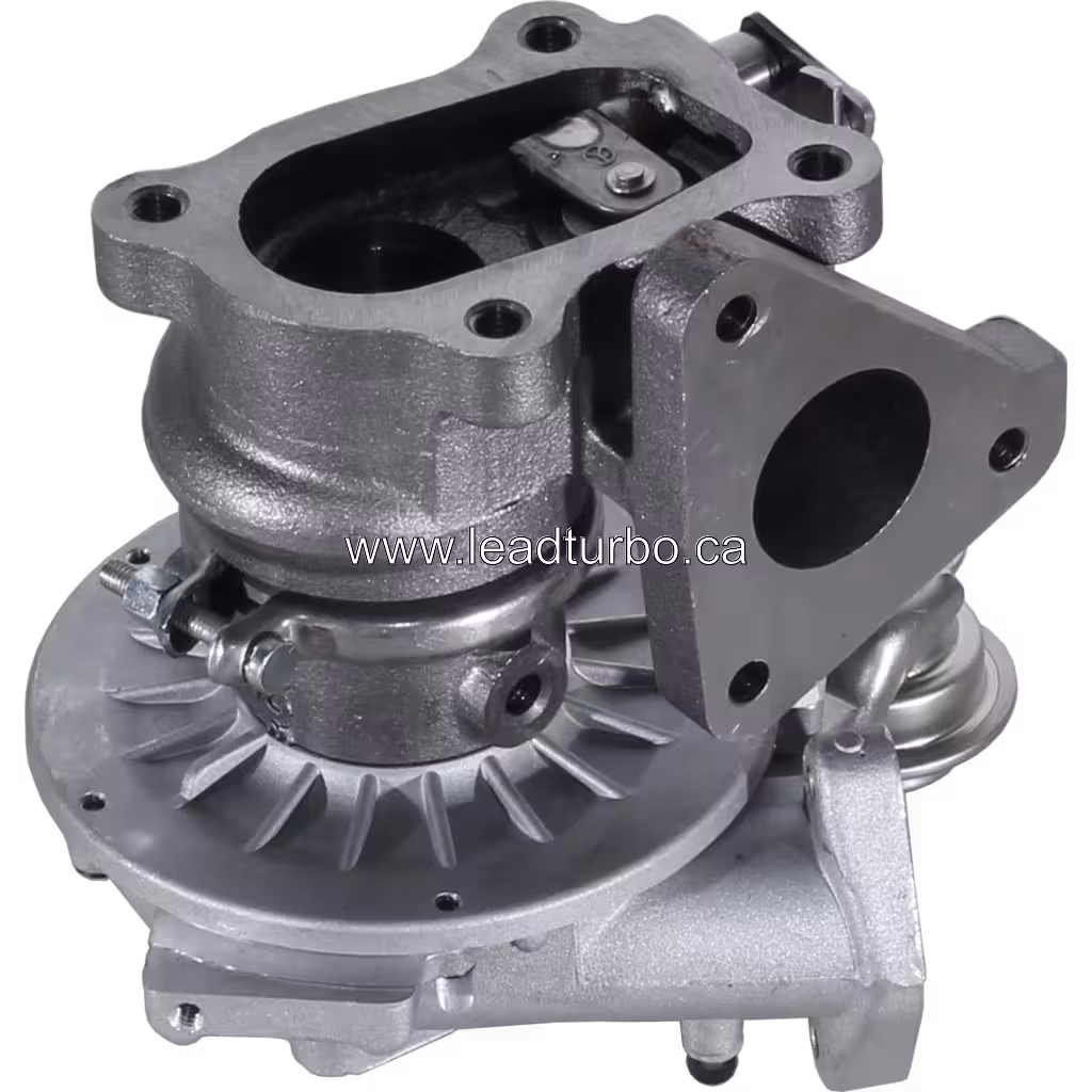 14411-VK500 turbocharger top 45-degree view with blue actuator ring detail