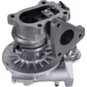 14411-VK500 turbocharger top 45-degree view with blue actuator ring detail