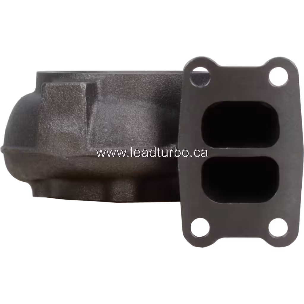 FOR 168362 TH J96 turbine housing front view showing two rectangular exhaust inlet ports