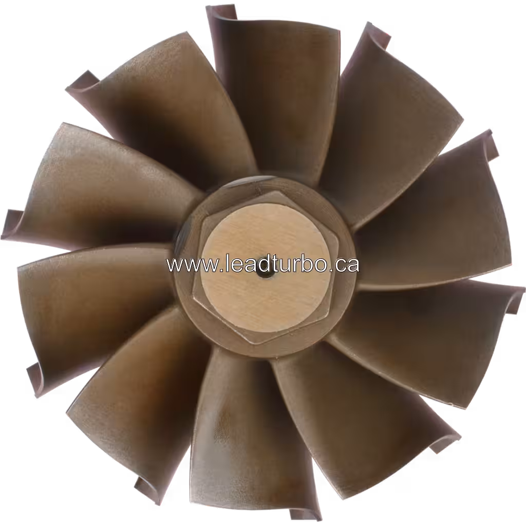 GTA5008B turbine wheel front view with dark metallic finish