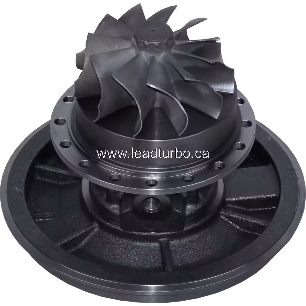 Bottom view of FOR 3767950 core showing turbine wheel and flange