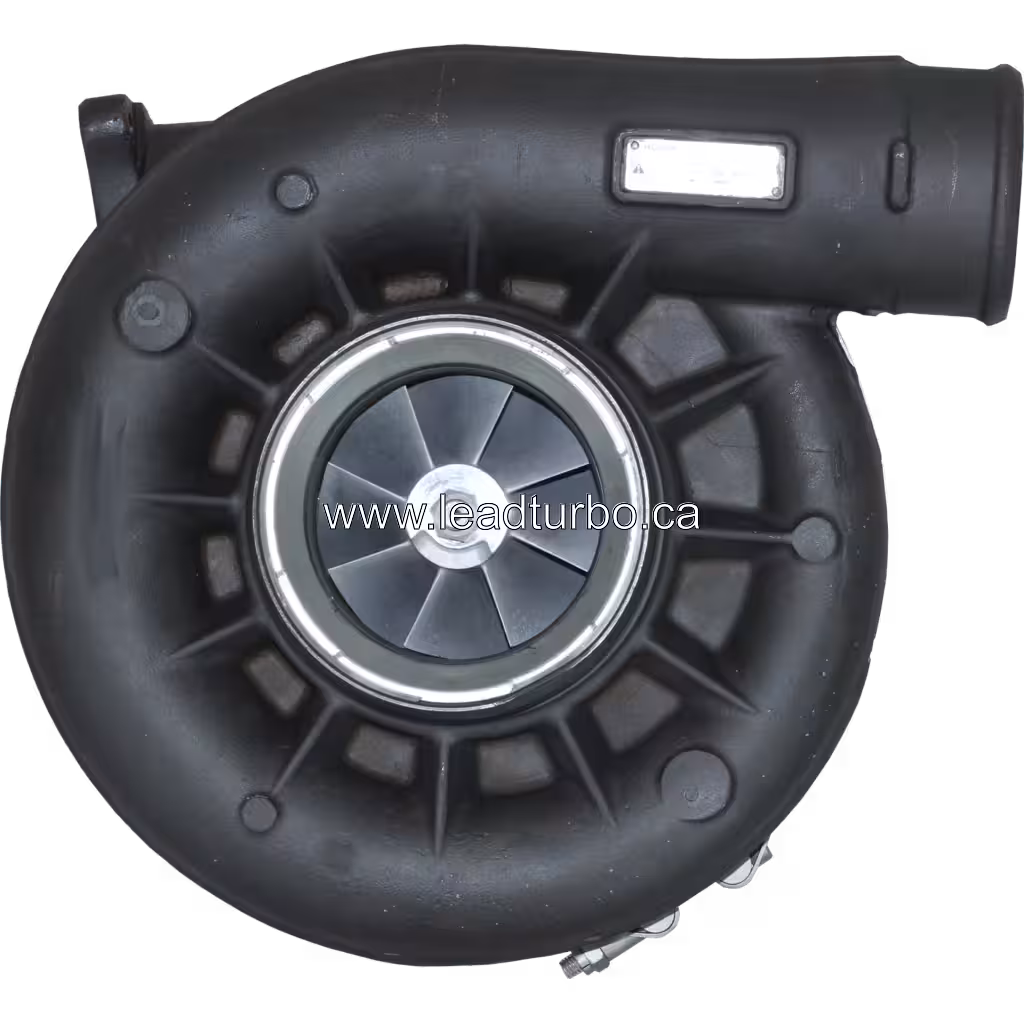 3774210 HX82 turbocharger front view showing black compressor housing