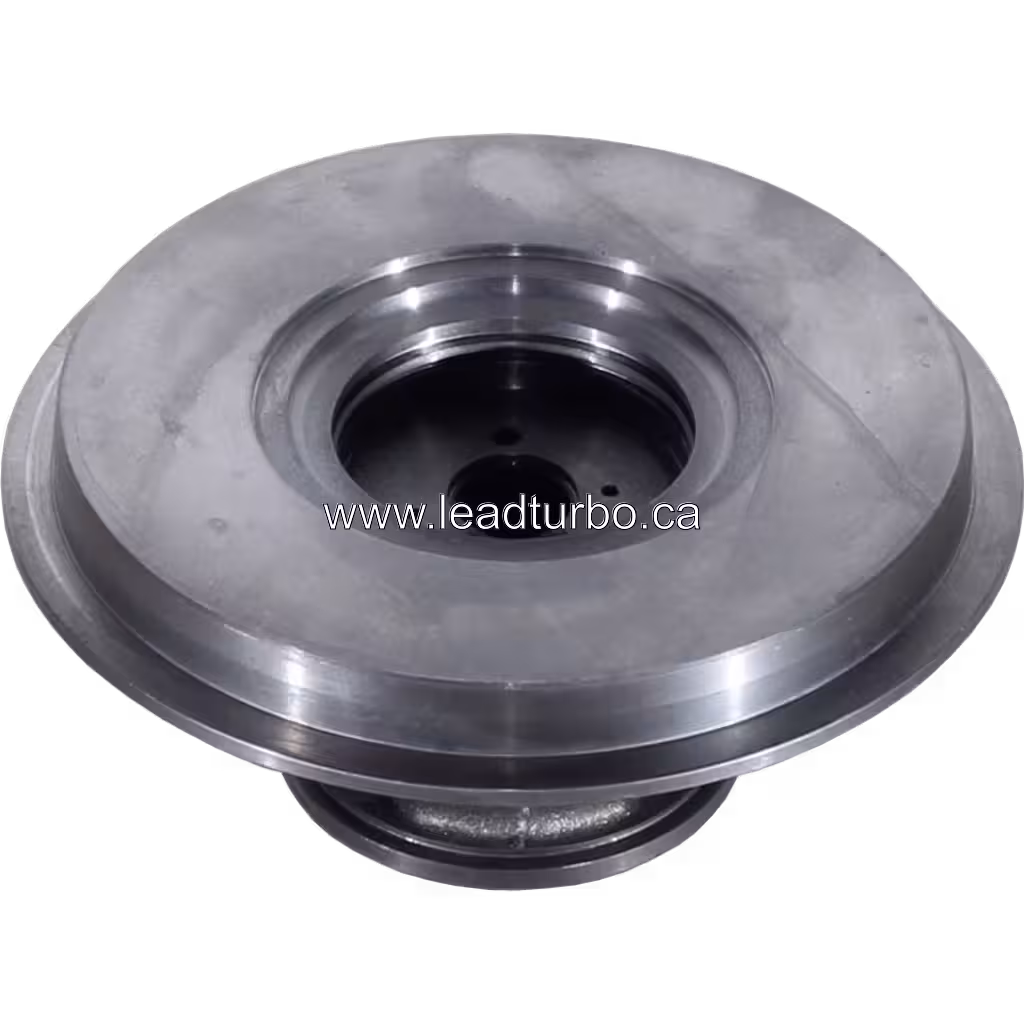 Angled top view of Scania DC12 420HP bearing housing showing central bore and radial ribs