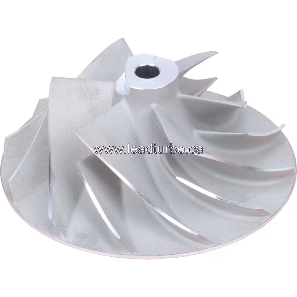 HY40V turbo compressor wheel top 45-degree view showing keyway