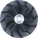 Machined metal compressor wheel impeller with curved blades, Mitsubishi 4D34 application