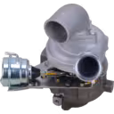 53039880145 BV43 turbocharger front view with light grey compressor housing and metallic actuator