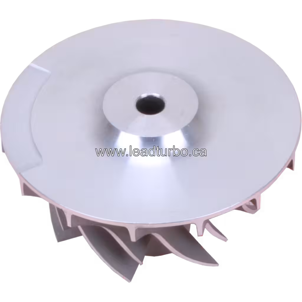 Rear view of 5327-123-2328 compressor wheel showing flat shroud and central hub