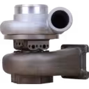 6502-52-5020 KTR130-33BAW turbocharger front view showing compressor inlet and tangential outlet