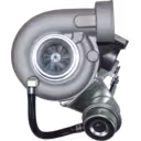 704090-0001 TB0299 turbocharger front view with silver compressor housing