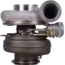 758160-5007 GTA4502V turbocharger front view with dark grey lower housing and silver upper housing