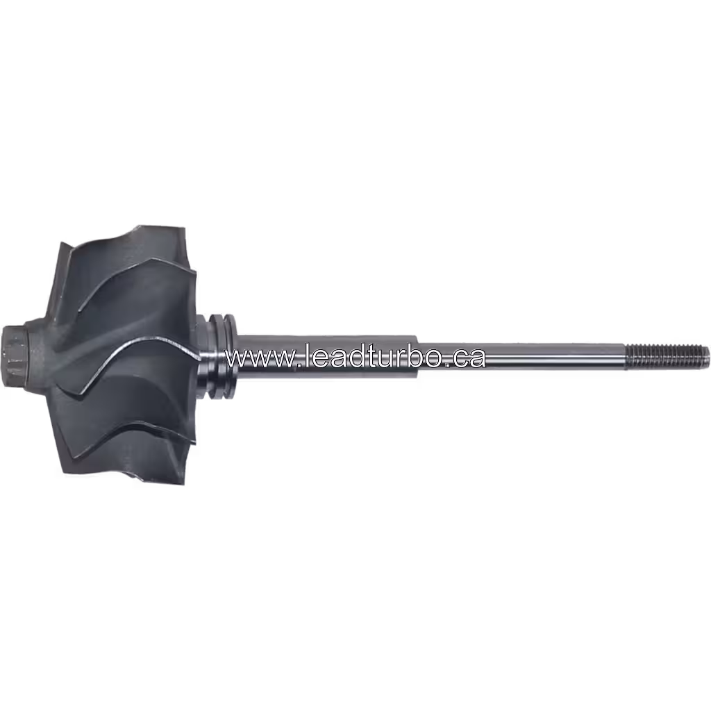 Side profile of 767720-0001 TW turbine wheel with long shaft