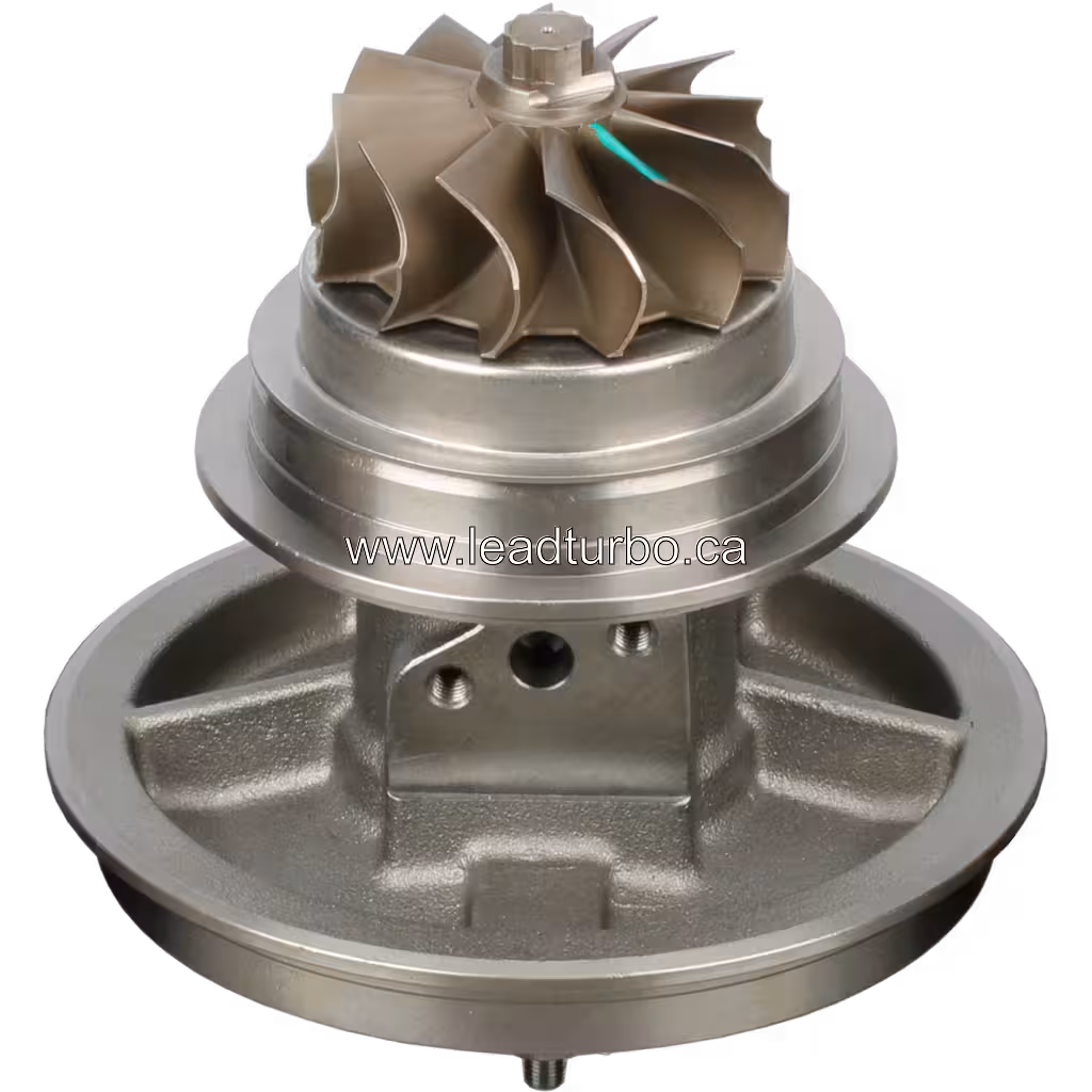 Bottom 45-degree view of S4DS006 turbo core for CAT D8N application