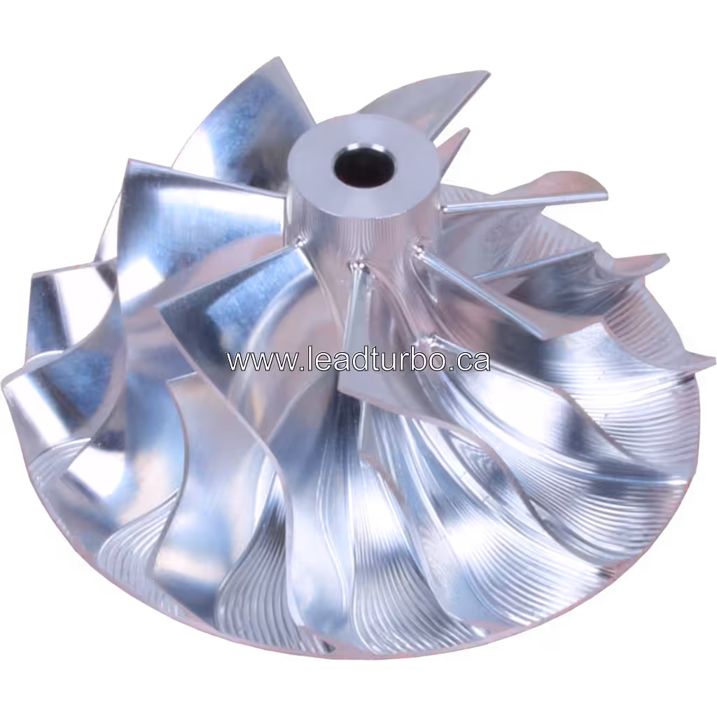 Compressor wheel 176111-U, vue à 45 degrés, finition polie