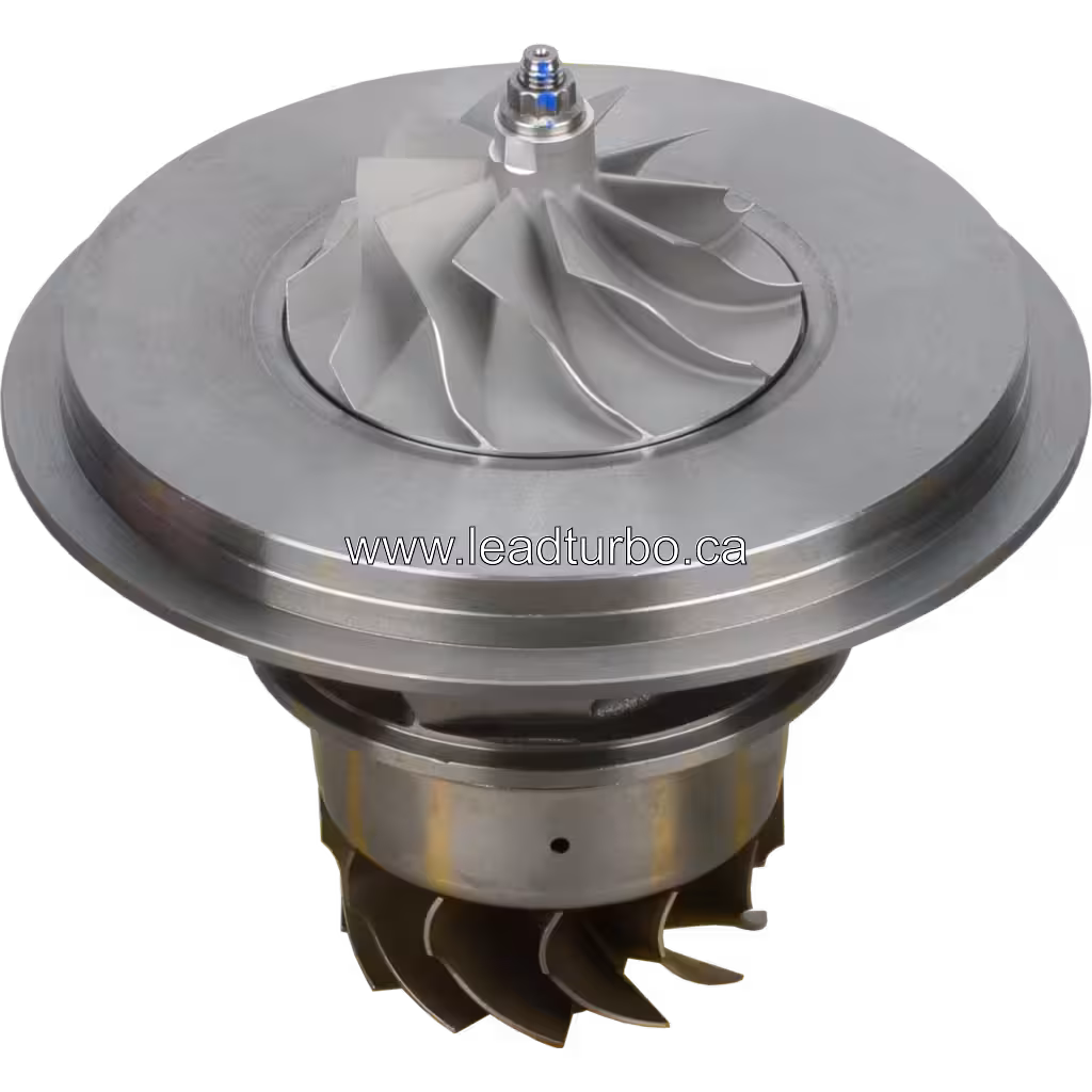 Core de turbocompresseur avec roue compresseur et turbine visibles