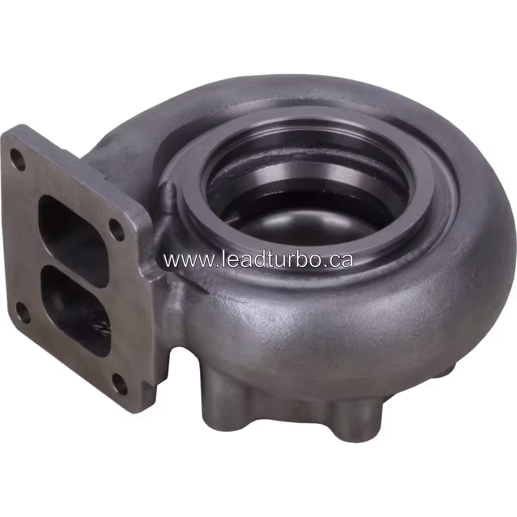 FOR 3802077 TH turbine housing bottom view showing coolant passages and bearing seat