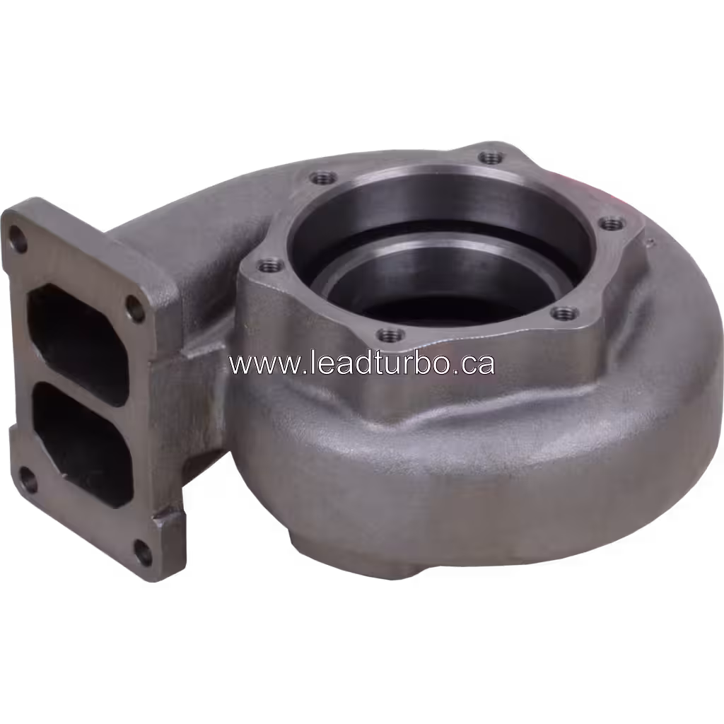 Turbine housing exhaust flange and inlet view