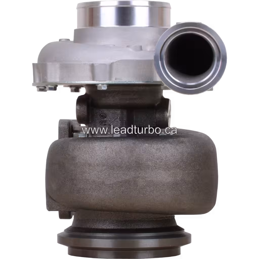 Turbocompresseur 3533557 HX50 pour Cummins M11, vue avant avec carter turbine gris