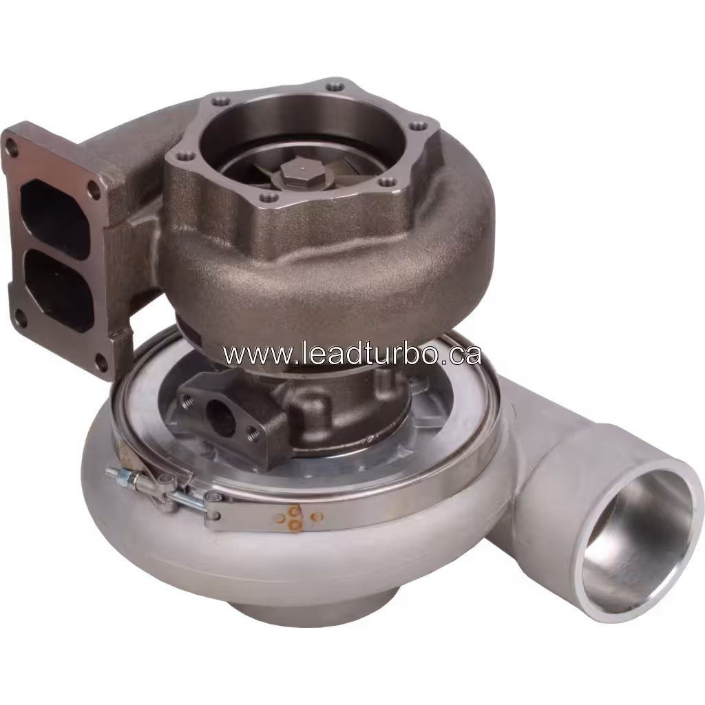 Turbocompresseur 6505-52-5350 vue supérieure révélant la roue turbine interne