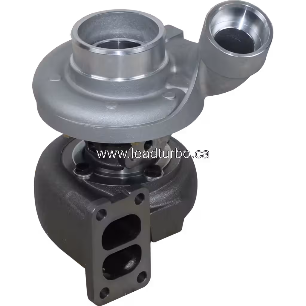 Vue de dessus du turbocompresseur S2B pour Renault Midlum, flange d'échappement à deux ports