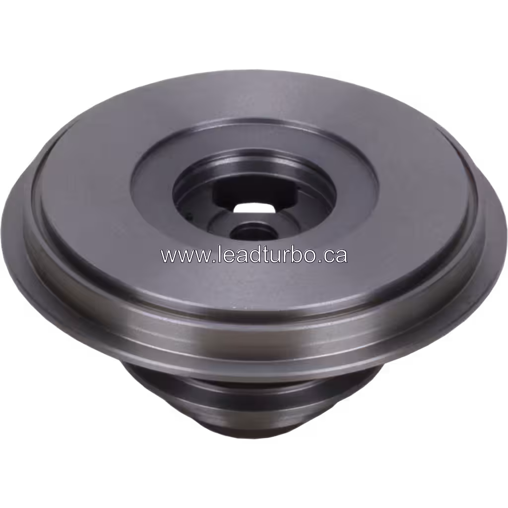 Top view of B3 turbo bearing housing showing multi-groove pulley and mounting flange