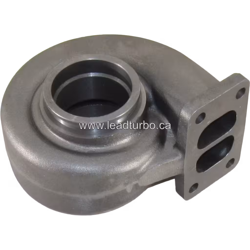 Cast metal J96 turbine housing showing four-bolt flange and central studs