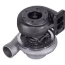H1E turbocharger 3532296 with radial cooling fins on bearing housing and side-mounted data plate