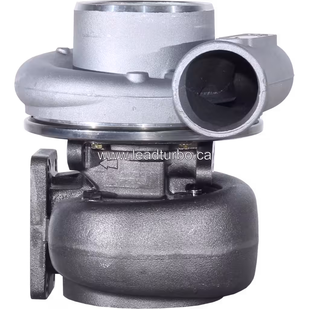 3532296 H1E turbocharger with silver compressor housing and dark grey turbine housing