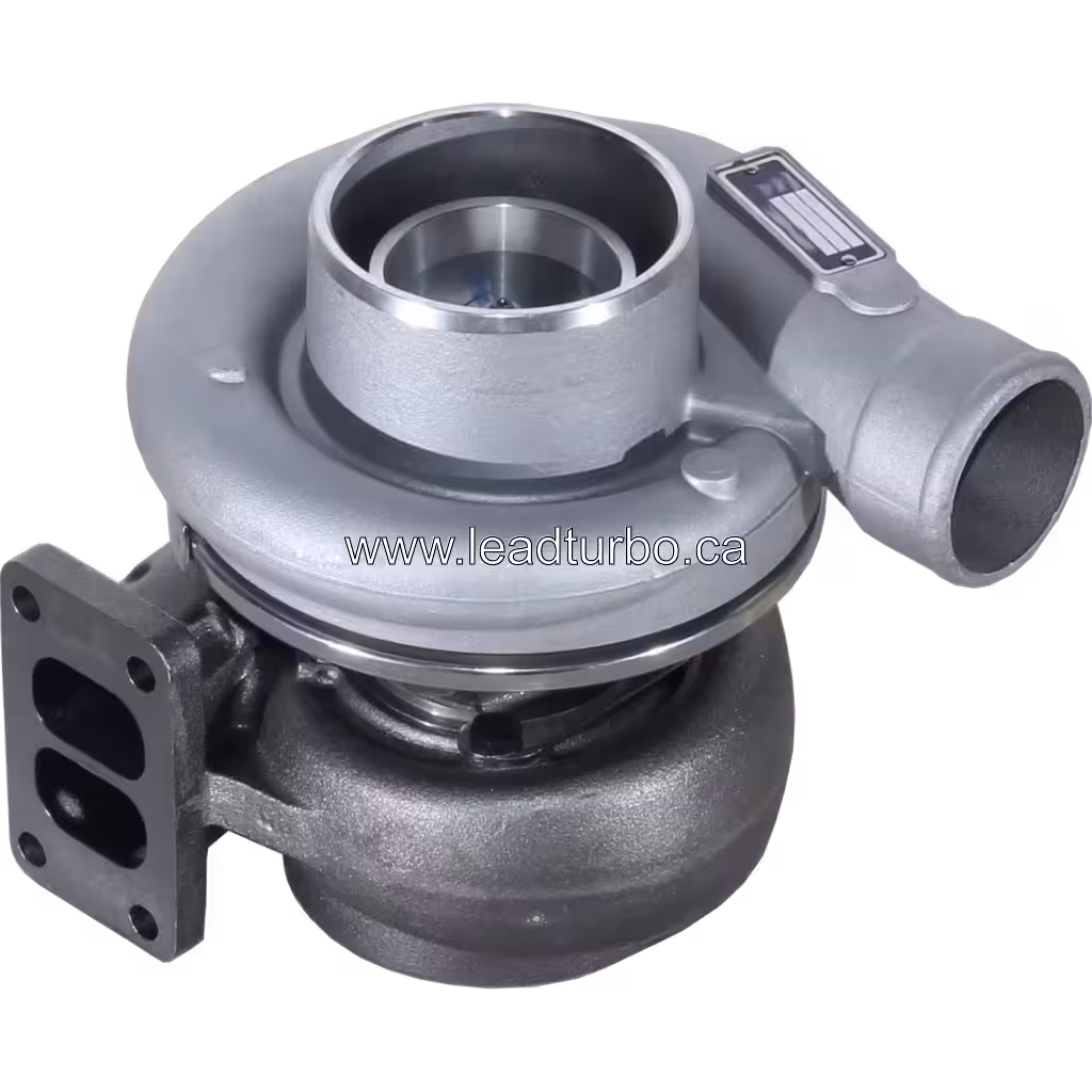 Volvo TXD73 turbo replacement 3532296 showing two-port turbine flange and compressor inlet
