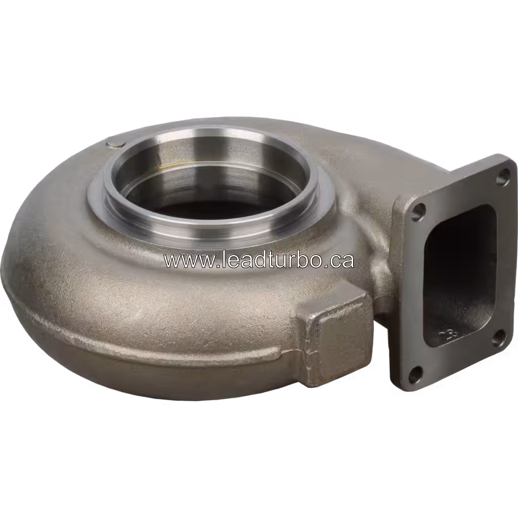 Top 45-degree view of 3591819 turbine housing with flange