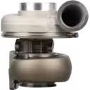 3591830 HX60 turbocharger front view with silver compressor housing