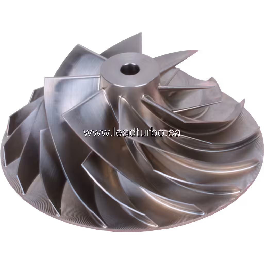 HX83 compressor wheel top view displaying spiral vane arrangement for CUMMINS QSK50 G6