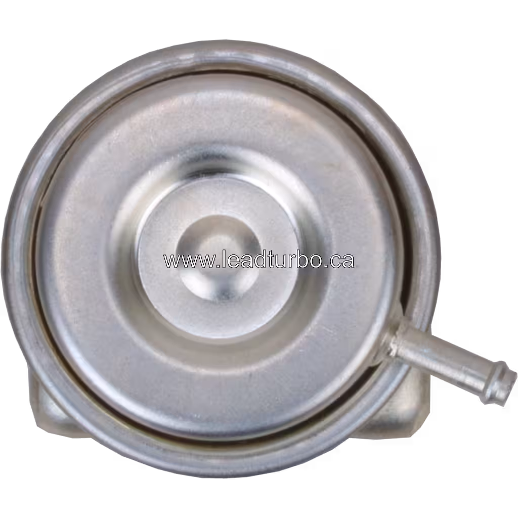 Top view of HE221W turbo actuator cylinder with threaded adjustment rod