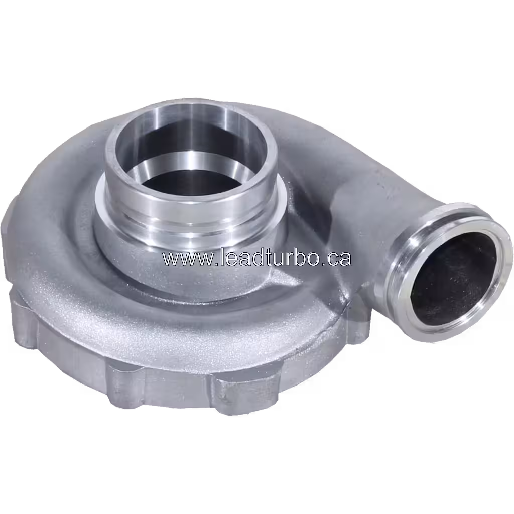 Silver cast metal turbocharger compressor housing with machined inlet port