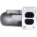 443548-0001 TO4B27 turbine housing front view showing two-port exhaust flange