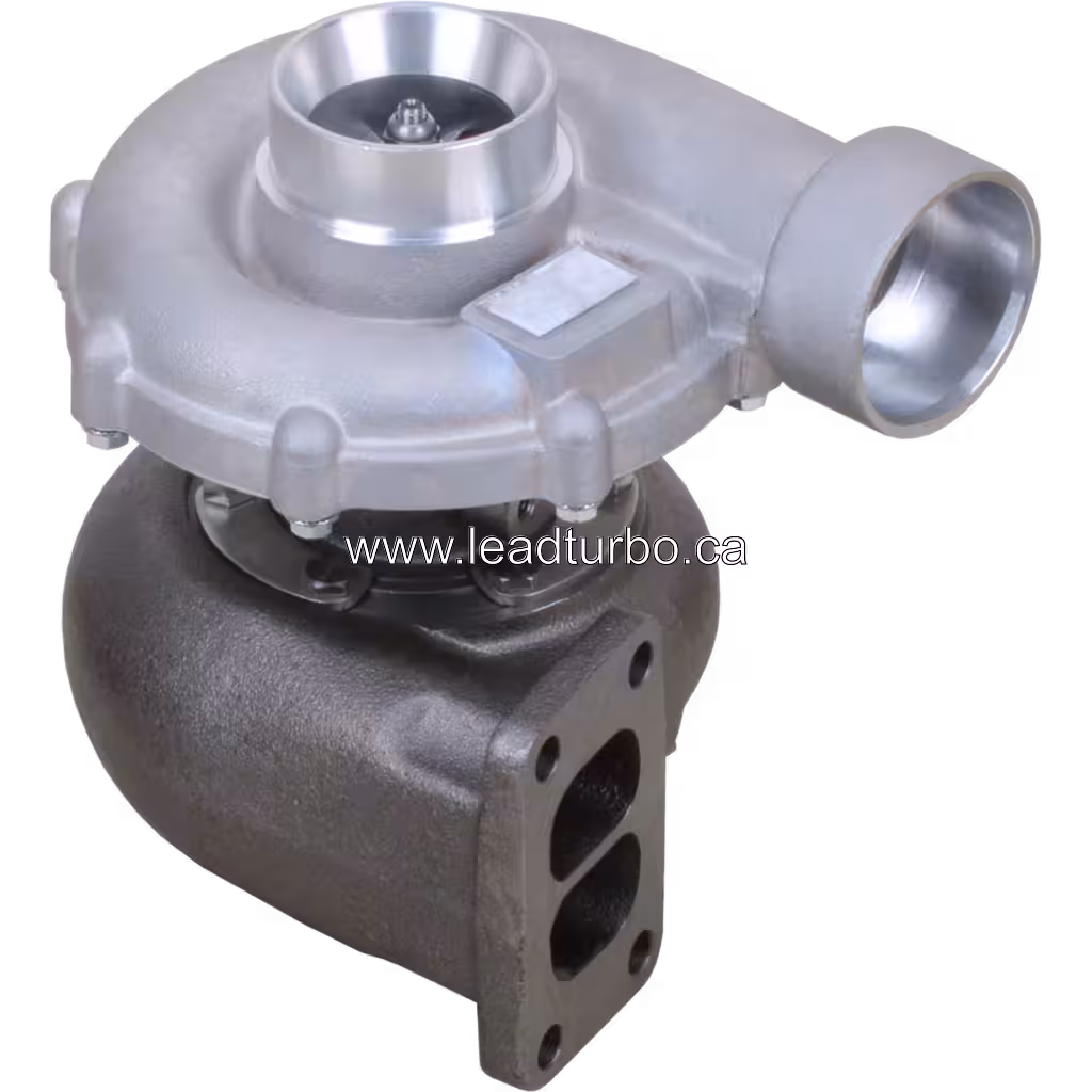 K27 2-2962MXAAA21 turbocharger top view with exhaust flange and compressor inlet