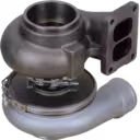 Bottom view of 6156-81-8170 turbocharger showing actuator and mounting flange