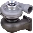 Top 45-degree view of S400 turbocharger assembly with compressor outlet