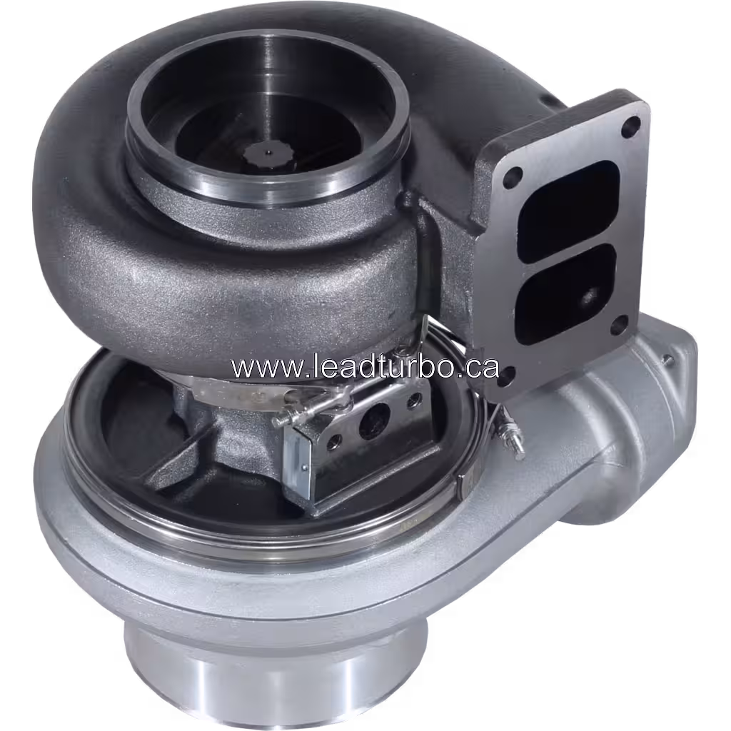 Bottom view of 9Y9198 turbocharger turbine housing and mounting flange
