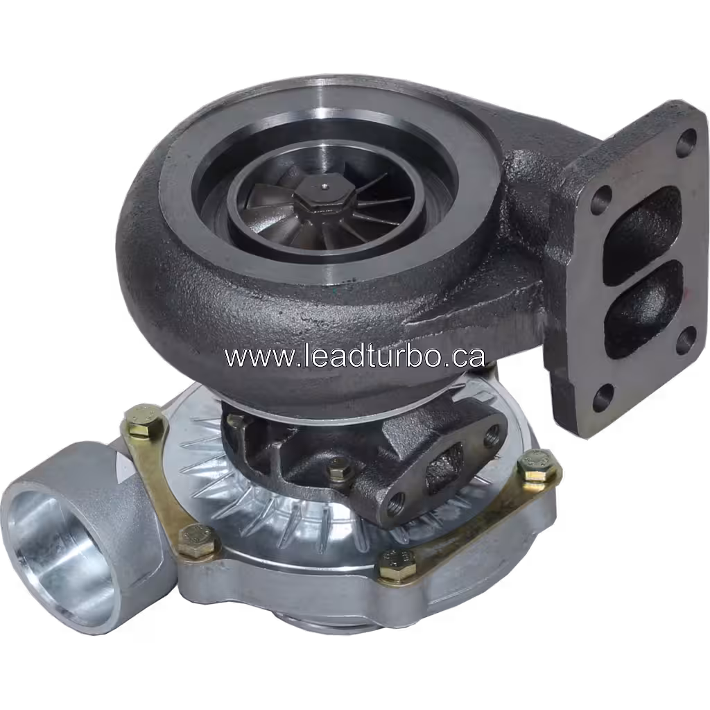 AR100241 TO4B87 turbocharger bottom view showing turbine wheel and central bearing housing