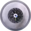 Core de turbocompresseur HX82 3580746 vue avant, roue compresseur et turbine visibles