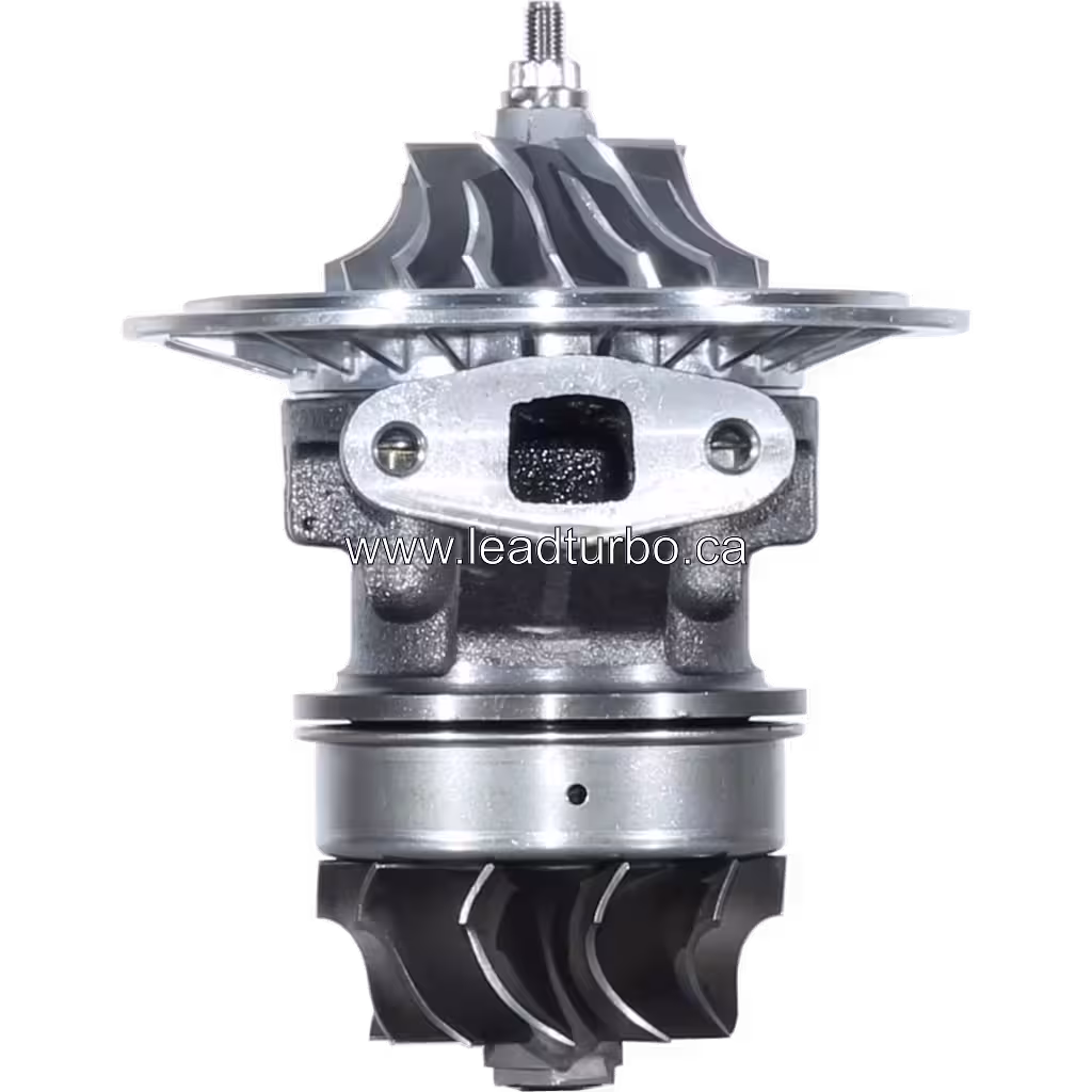 Vue avant du core de turbocompresseur J96 réf. 408105-0207 avec roue turbine et compresseur