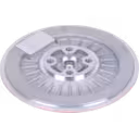 J96 turbo back plate underside with radial fins and mounting tab