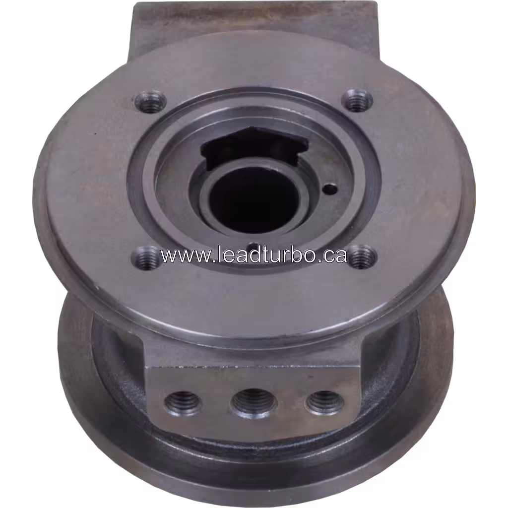 Cylindrical metal turbocharger bearing housing with mounting flanges