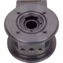 Cylindrical metal turbocharger bearing housing with mounting flanges