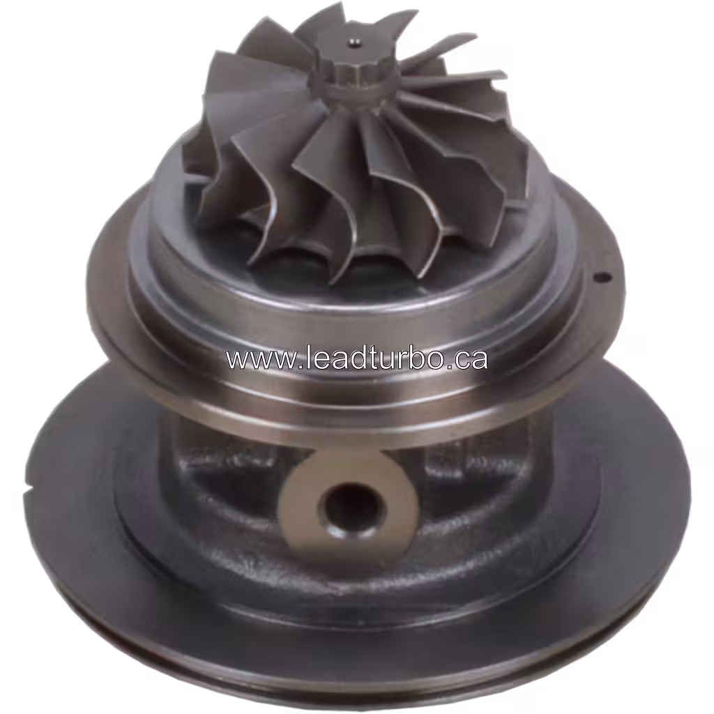 Top view of J96 turbo core showing turbine wheel and flange