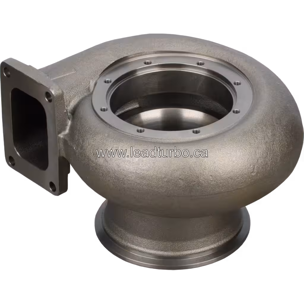 Turbine housing FOR 3524819 TH vue de dessous, finition métal mat et coutures de soudure visibles