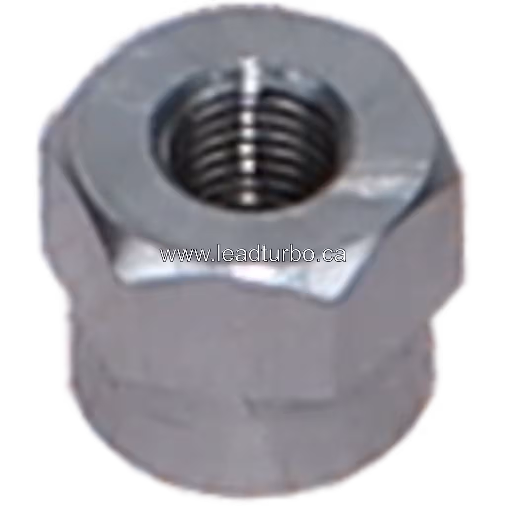 Aftermarket turbo shaft nut close-up