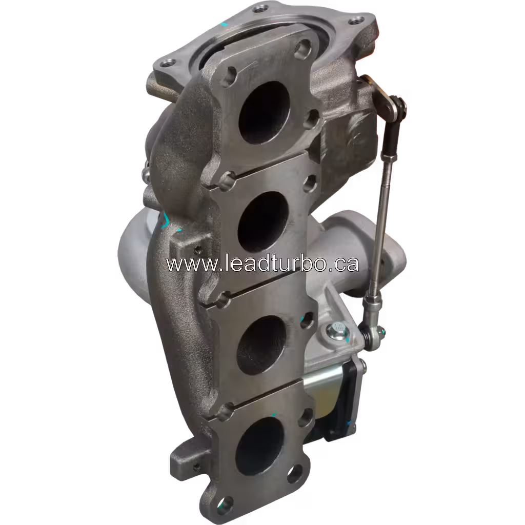 Turbocompresseur TD04L6 référence OEM 90124-01080 avec bielle mécanique visible