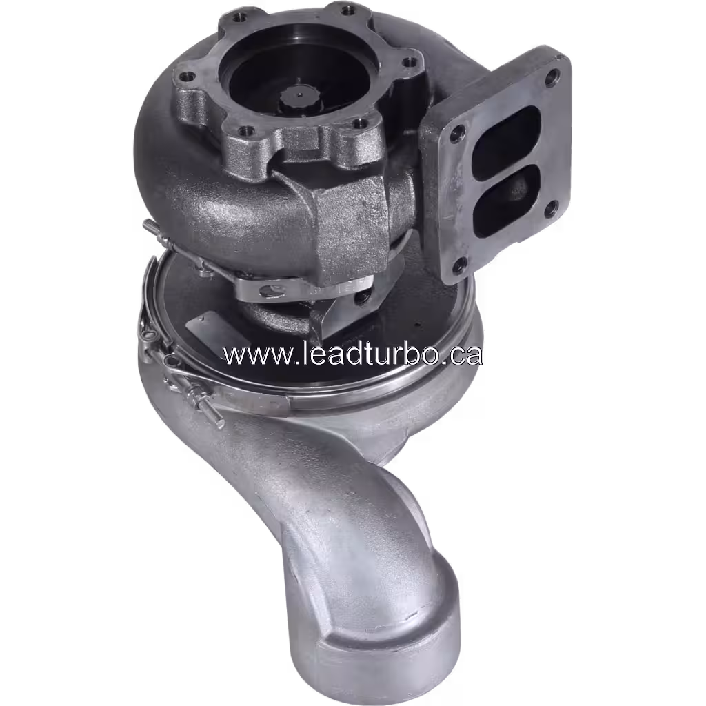 Turbocompresseur 318294 S400 vue de dessous à 45 degrés avec joint de serrage visible