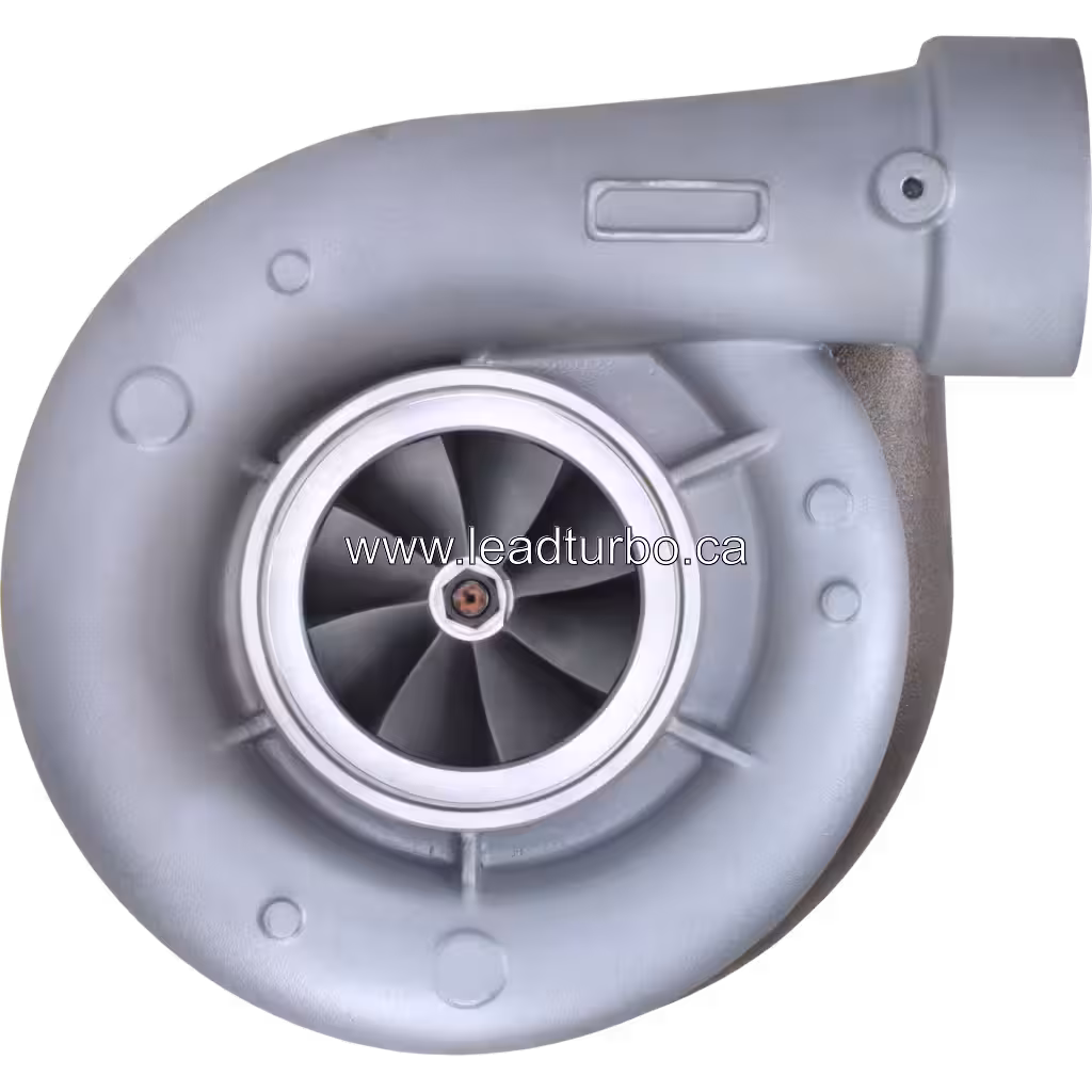 Vue de face du turbocompresseur 3529718 HC5A avec carter compresseur et turbine